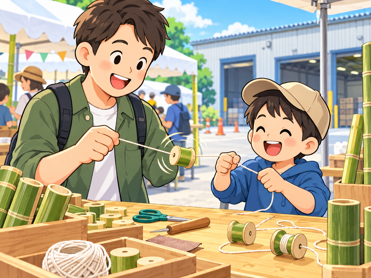 竹細工づくりのイメージイラスト